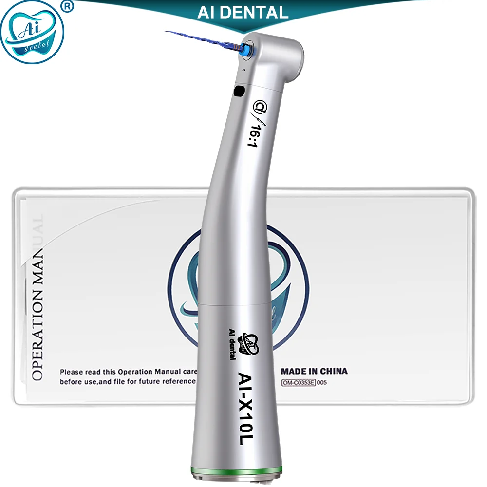 

AI-X10L 16:1 Reduction Single Spray • For CA Burs (ø2.35) Low Speed Contra Angle Handpiece Max Speed: 2,500 min-1 LED Optic