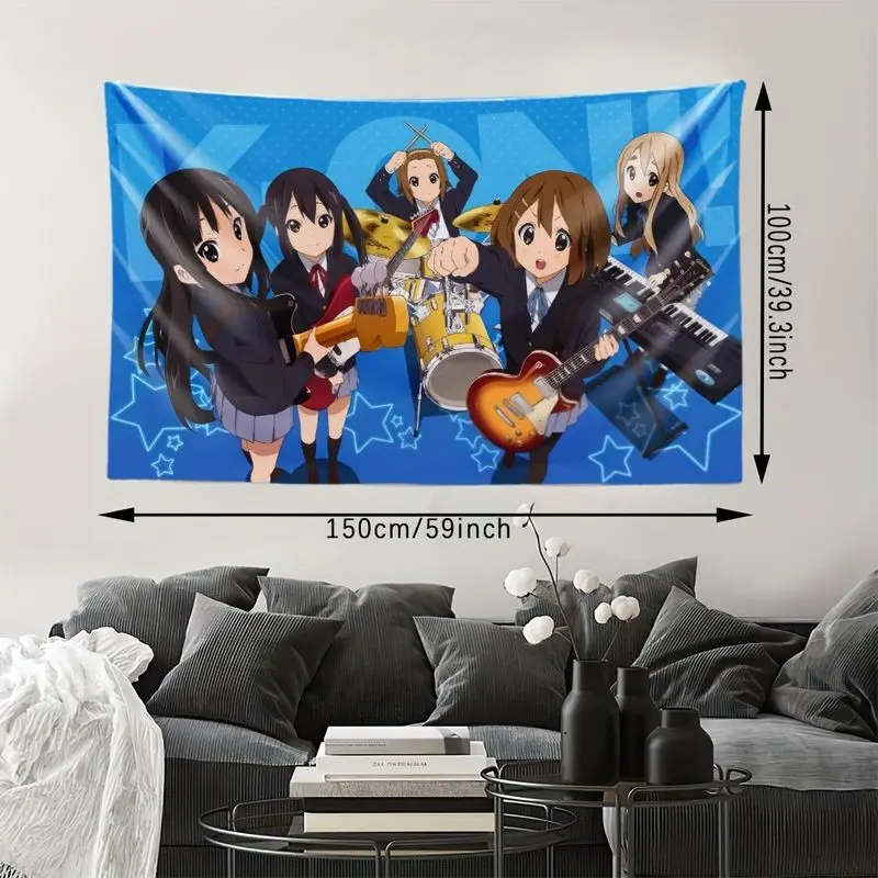 VIKAMA Light Tone Girl K-ON Band Anime Tapestry, Playful Wall Hanging for Bedroom Living Room Dorm Decor