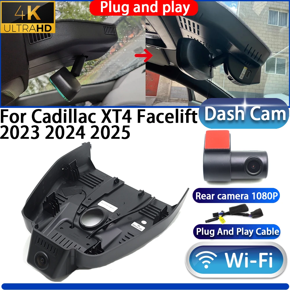 

HighCity For Cadillac XT4 Facelift 2023 2024 2025 Dash Cam Camera DVR 4K 2160P Night Vision Wifi Plug And Play Video Recorder