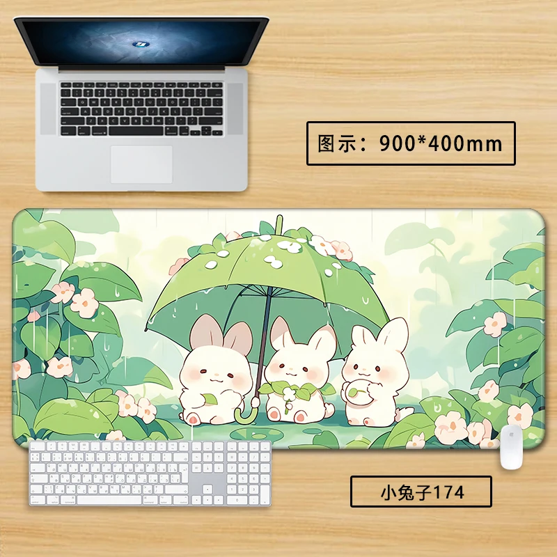 Tapete de mouse estético verde – Tapete de mesa fofo XXL para meninas, superfície de teclado antiderrapante para escritório e casa, design pastel calmante