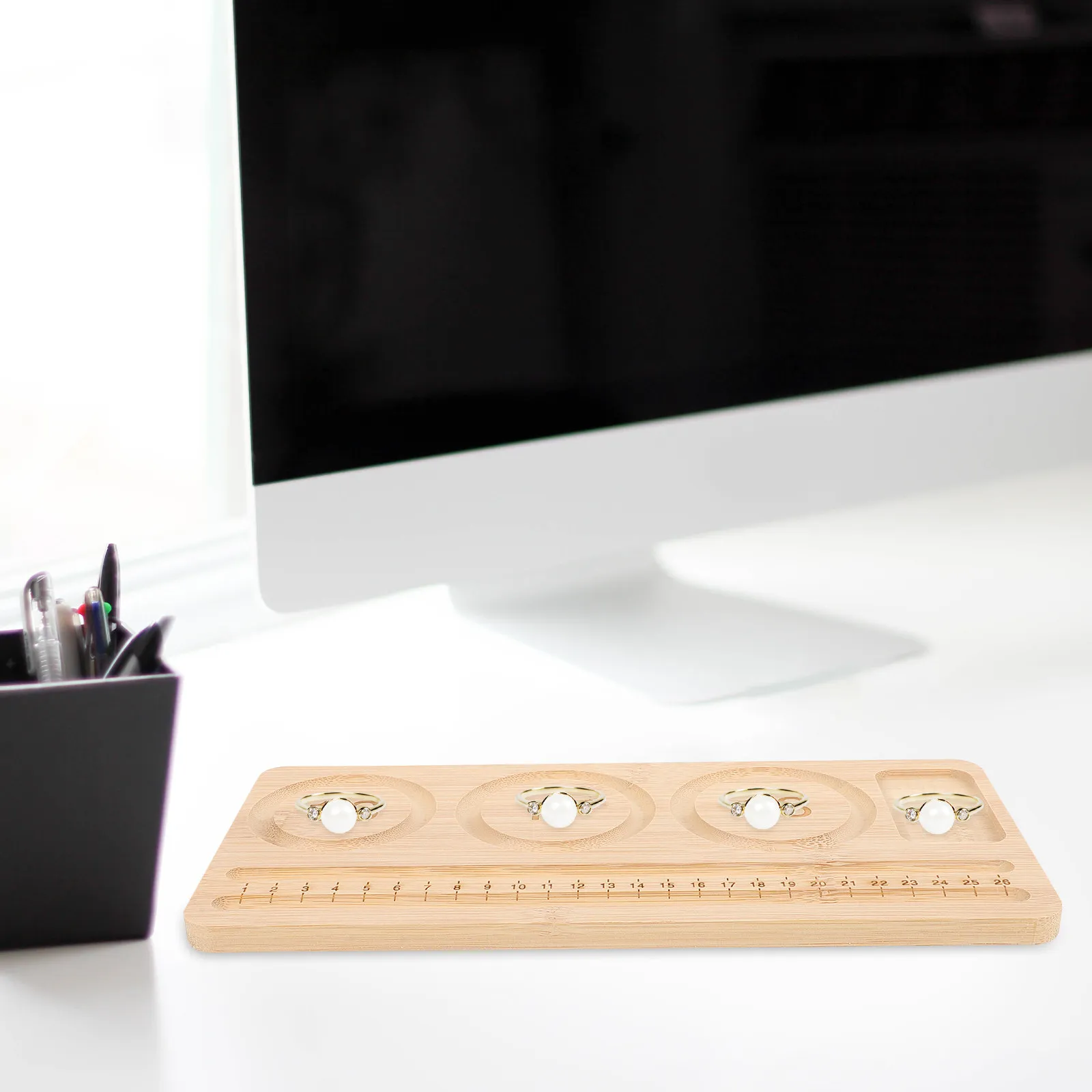 

Bamboo Bead Tray Jewelry Making Organizer Bracelet Design Board with Precision Measurement Scale DIY Mat Bracelet Making Kit