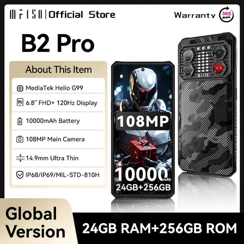 월드 프리미어 초박형 견고한 휴대폰, G99 120Hz 6.8 인치 화면, 12GB + 12GB 256GB 108MP 카메라, 10000mAh, IIIF150 B2 Pro