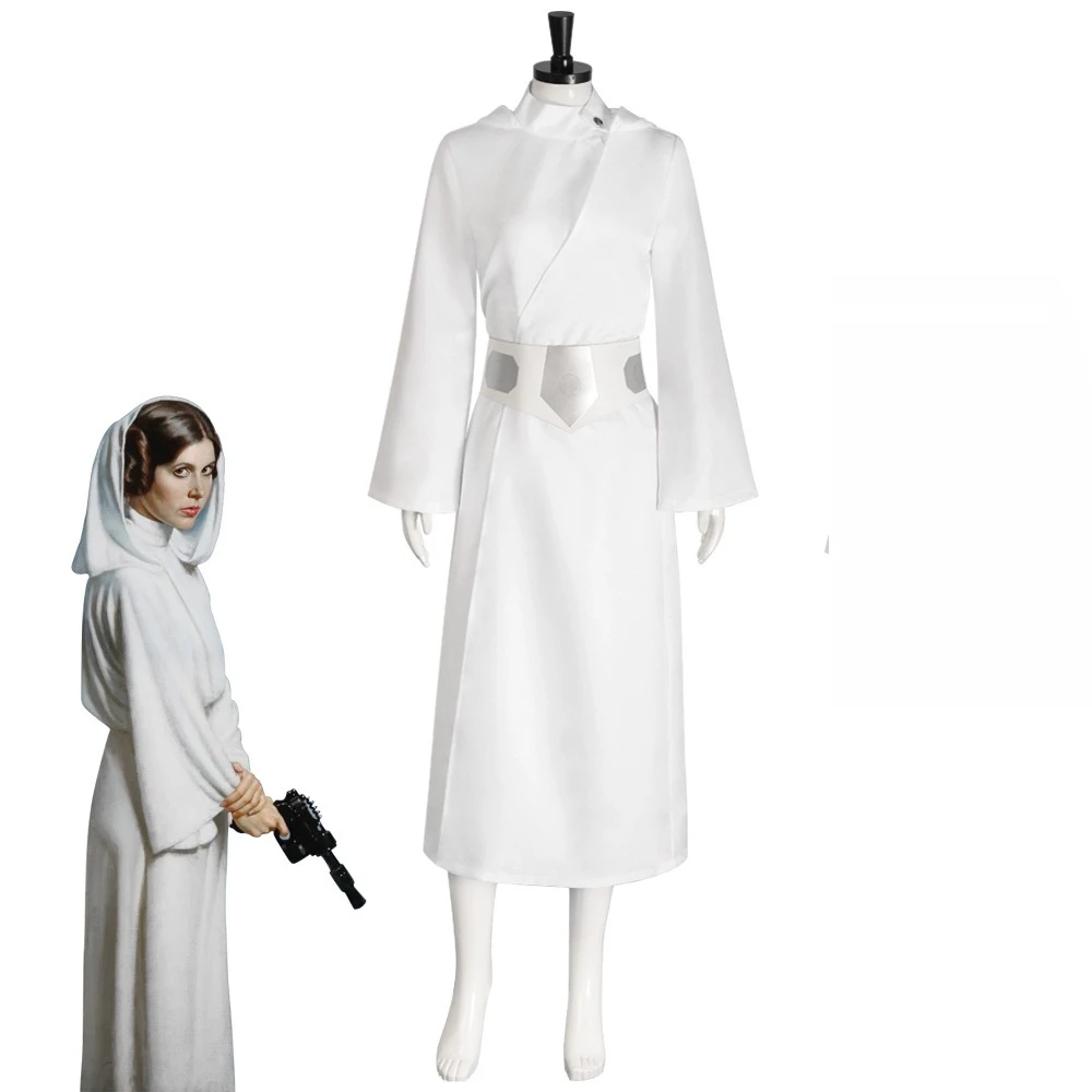 

New Leia Cosplay White Robe Blet Movie Space Battle Princess Costume Adult Women Roleplay Fancy Dress Up Party Clothes