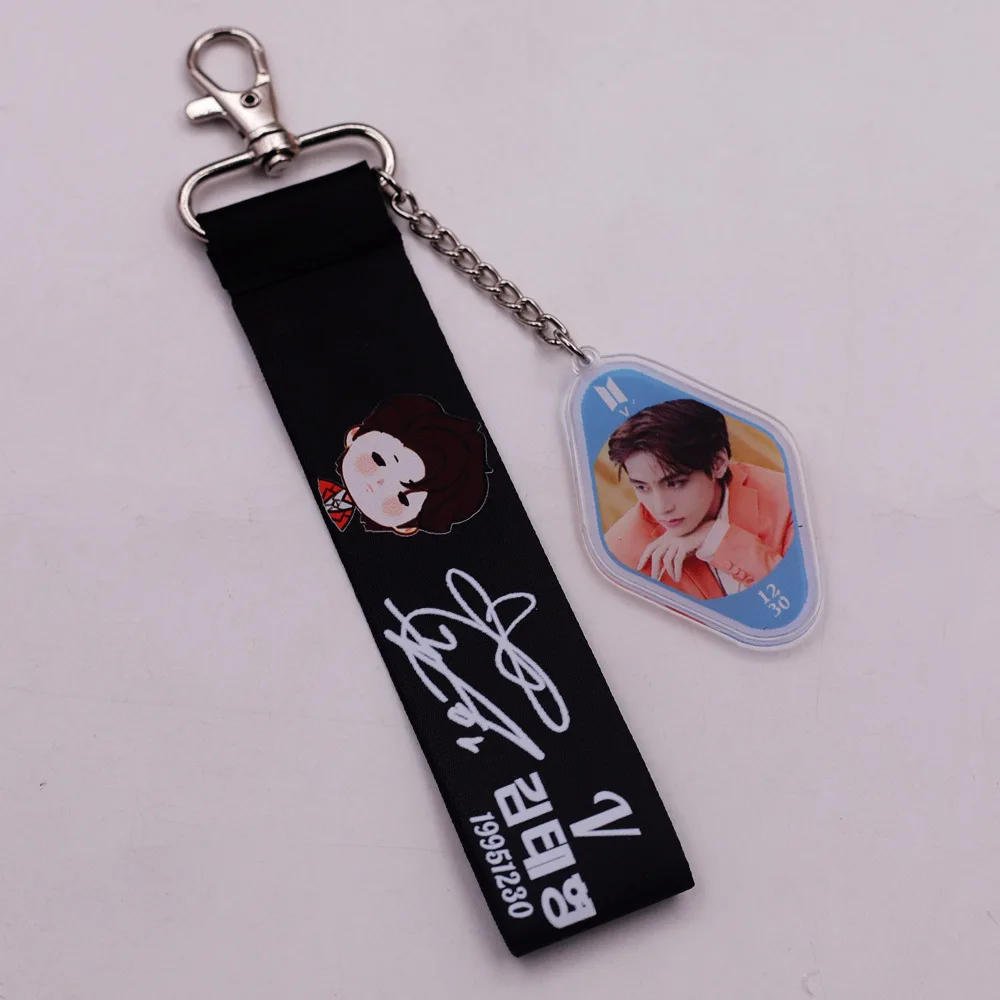 BTS Cartoon Print Wrist Lanyard Acrylic Photo Tag Handbag Decor Strap Fans Souvenir Present view 5