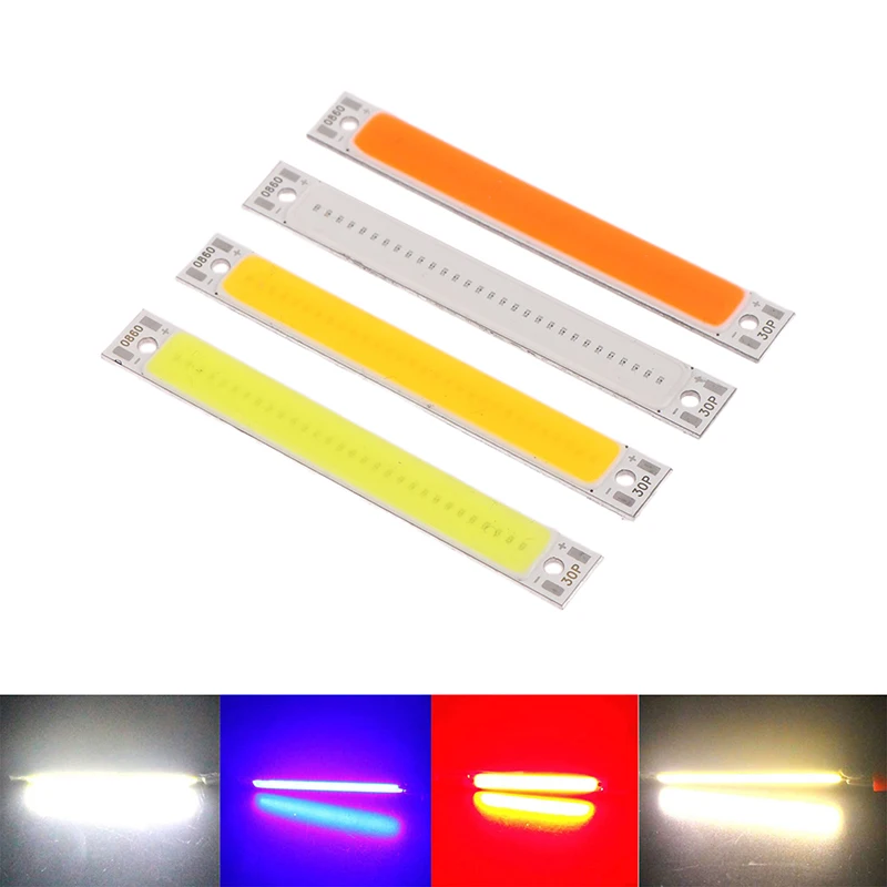 3V-4V DC 60mm 8mm LED COB Strip 1W 3W Warm Cold White Blue Red COB LED Light Source For DIY Bicycle Work Lamp