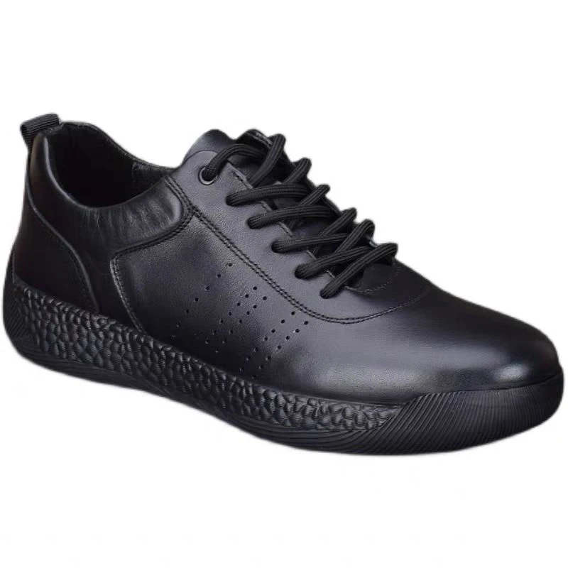 Genuine Leather Shoes Men Ultra Lightweight Solid Bottom Outdoor Athletic Walking Sneaker Casual Full Cowhide Breathable Driving