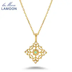 LAMOON Vintage Exquisite Medieval Hollow Pattern Pendant Necklace Natural Opal Freshwater Pearl 925 Sterling Silver Fine Jewelry