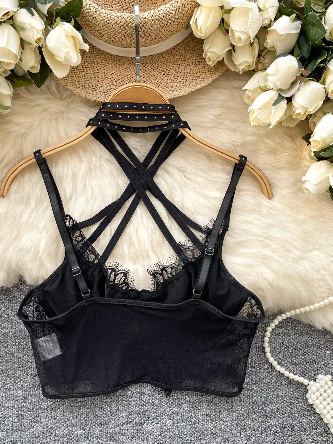 Sexy Lace Me Diamond Cross Strap ter Weste Damen Ins Spicy Slim Fit Base Irt Commute Sle Regelmäßige Länge Oberbekleidung