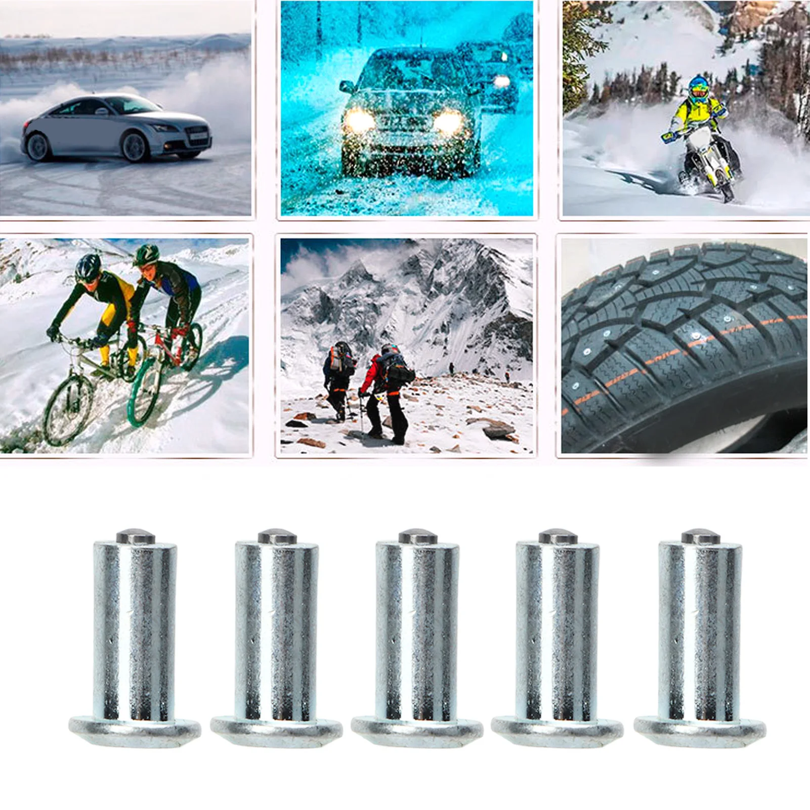 100Pcs Tire Stud Strong Anti Skid Tire Spike for ATV UTV Forklift Off Road Vehicle Silver 14mm