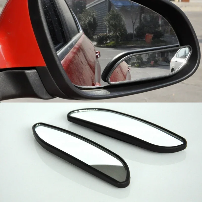 2Pcs Rotatable Plastic Shell Glass Blind Spot Rectangular Mirror Auto Wide Angle Convex Rear Side View Truck SUV Rearview Mirror