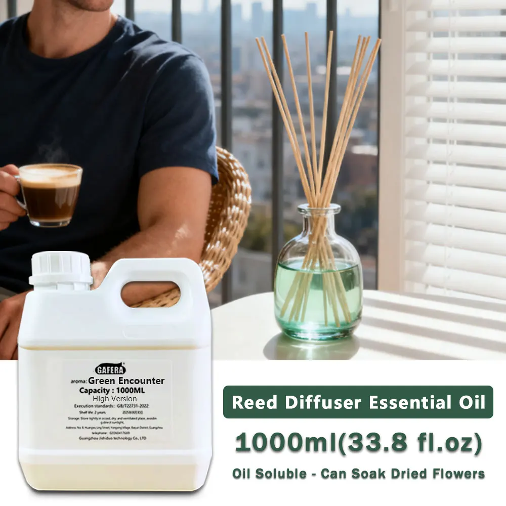 

GAFERA 1000 мл (33.8 жидких унций) Эфирные масла Green Encounter - для роскошных отелей, туалетных комнат и клубов, для беспламенной ароматерапии и диффузоров с ротанговыми палочками