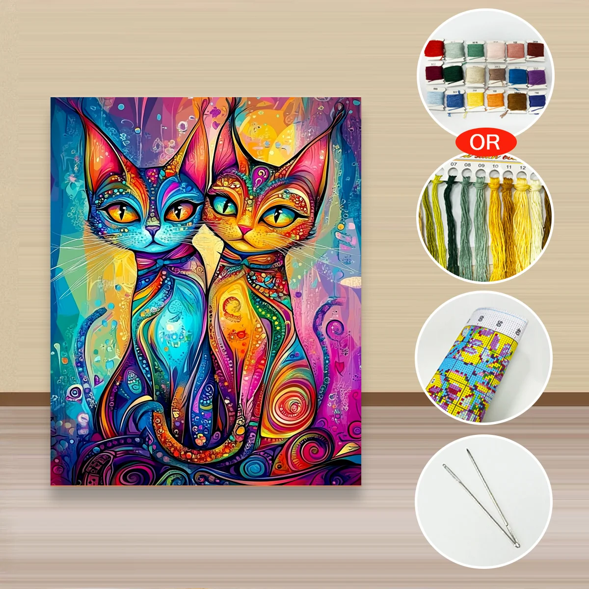 1 Stück, 40 x 50 cm / 15,7 x 19,69 Zoll, 11CT/14CT Kreuzstich-Set, DIY-Stickset als Geschenk zum Valentinstag, für Festivals, Porträt. – Detail 3