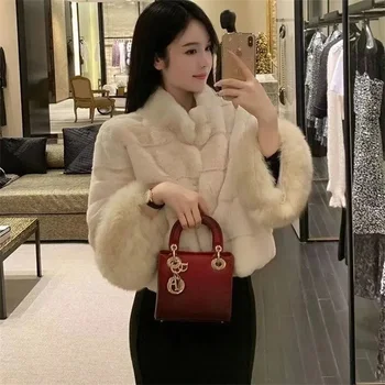 Image 2025 Winter New Korean Imitation Fox Fur Coat For Women Short Elegant Fur Jacket Autumn Thicken Loose Soft Plush Tops Outwear