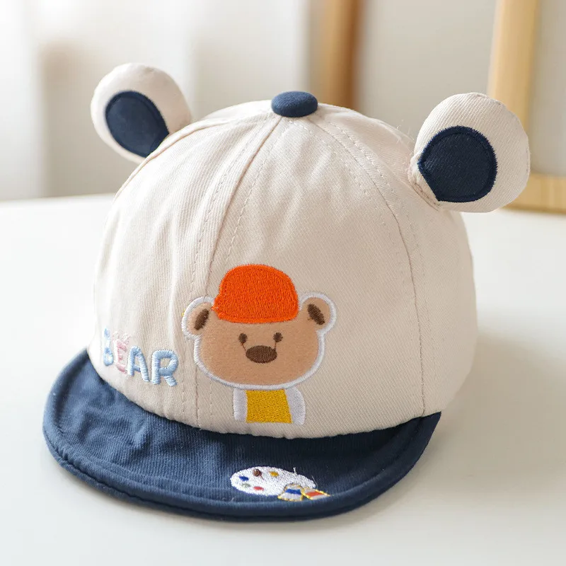 

Spring Summer Sun Visor Hats Children Baseball Caps Cute Cartoon Bear Soft Brim Baseball Caps Cotton Children Duck Tongue Cap