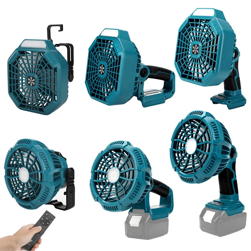 

Cordless Camping Fan For Makita 14.4-18V Li-ion Battery Portable Outdoor Jobsite Fan For Makita With 9W LED Light Remote Control