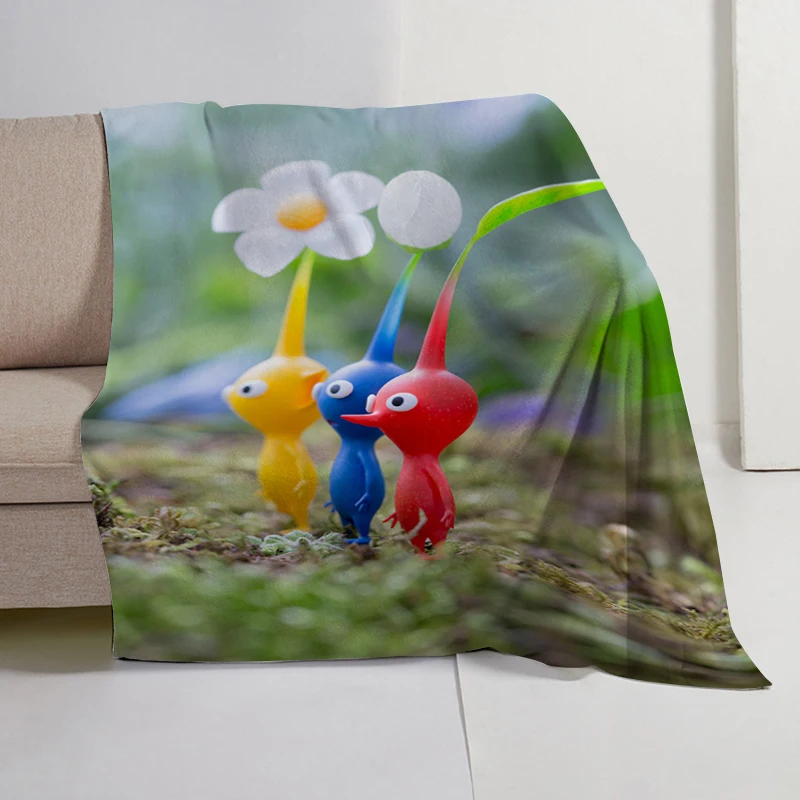 Flannel Blanket Sofa Winter Warm P-Pikmin Digital Print Microfiber Bedding Knee Bed Fleece Nap Fluffy Soft Blankets King Size