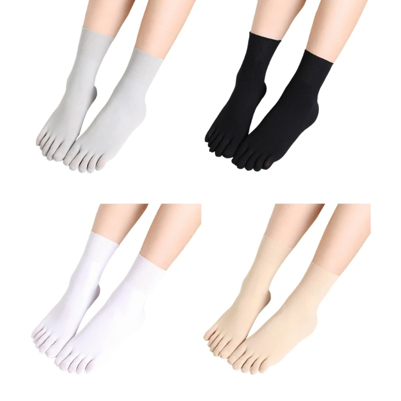 

Summer Middle Tube Sock Solid Color Five Finger Sock Female Soft Toe Sock