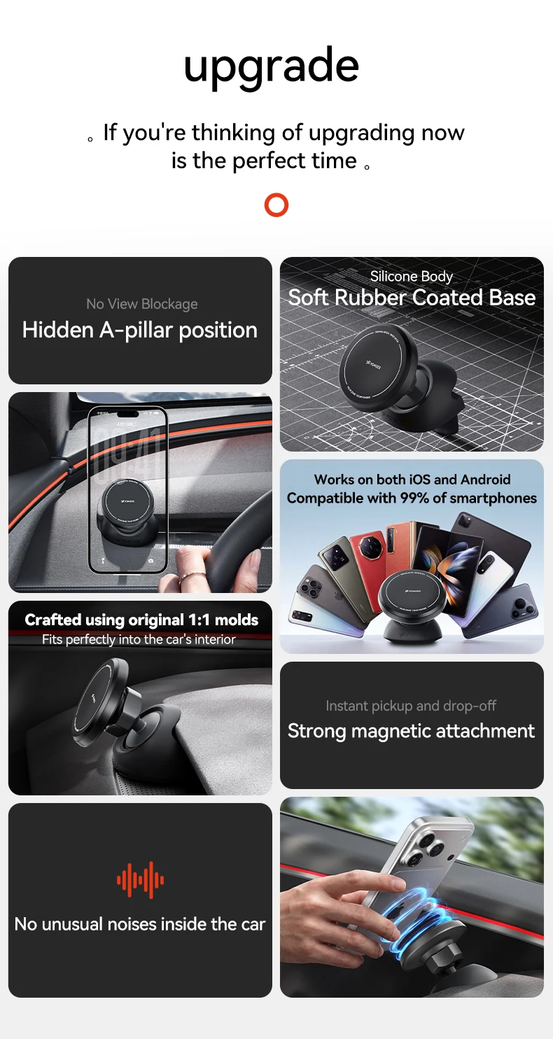 YZ für Tesla Auto-Handyhalterung Modell Y YL Juniper 3 Highland LHD RHD Silikon-Magnethalterung für iPhone Samsung Zubehör MagSafe – Detail 4