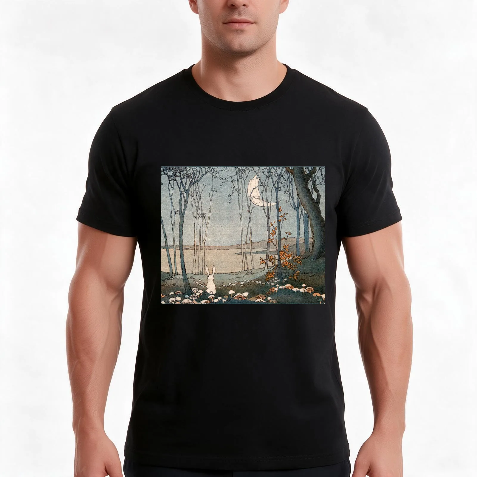 Bunny and the New Moon - Shirley Kite T-Shirt, Summer Casual Cotton Tee, Oversized Streetwear Tops, Vintage Graphic Print