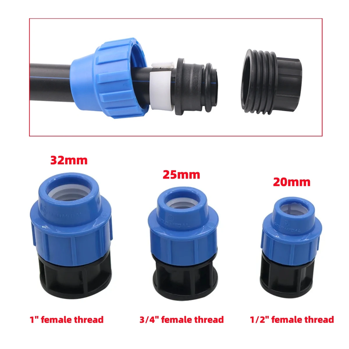 DN20/25/32mm PE Pipe Quick Connector 1/2