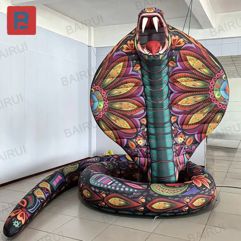 Inflatable eye snake, movable decorative giant inflatable snake model Inflatable eye snake with traditional patterns