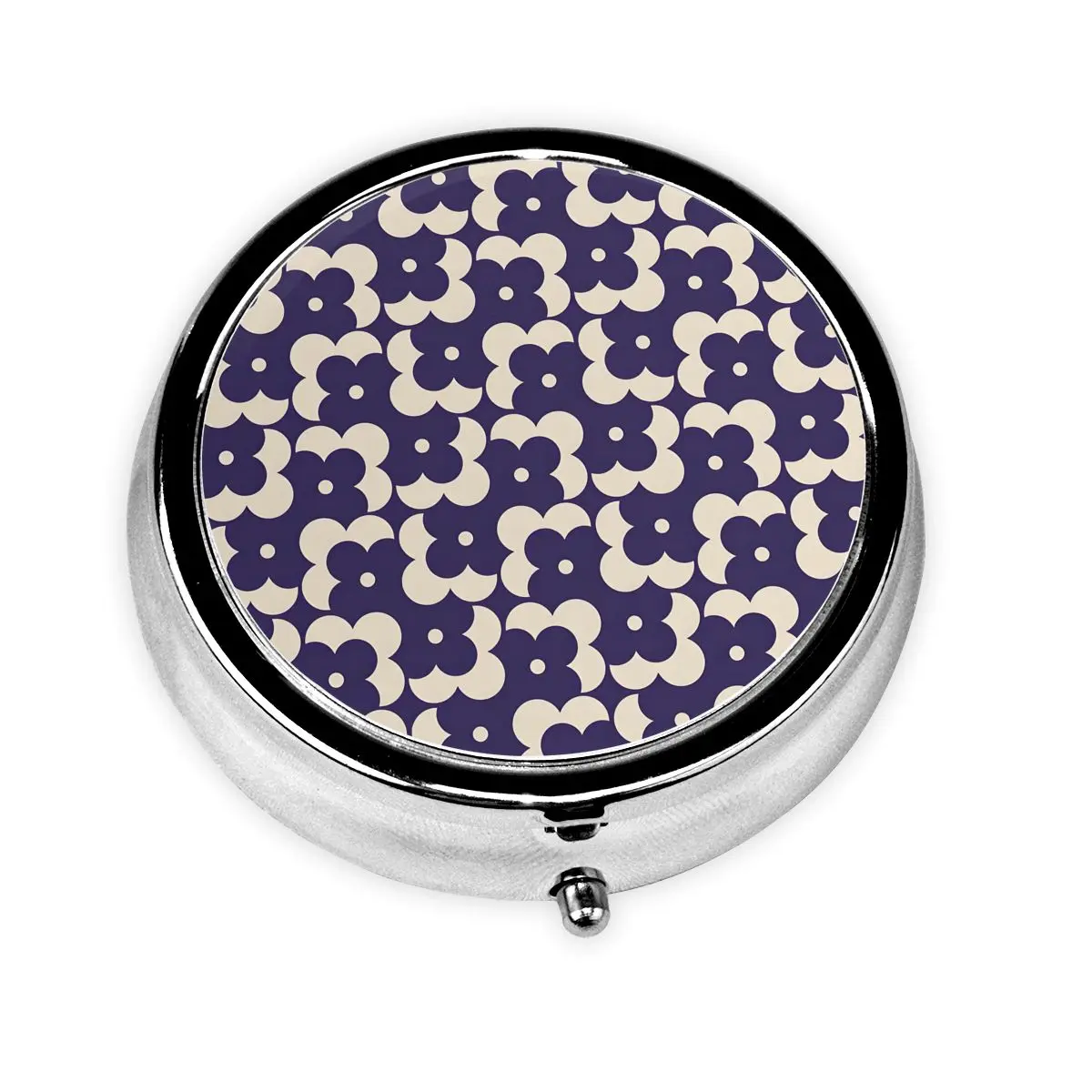 

Custom Orla Kiely Floral Round Pills Box Abstract Scandinavian 3-Compartment Mini Pill Container Medicine Box Dispenser