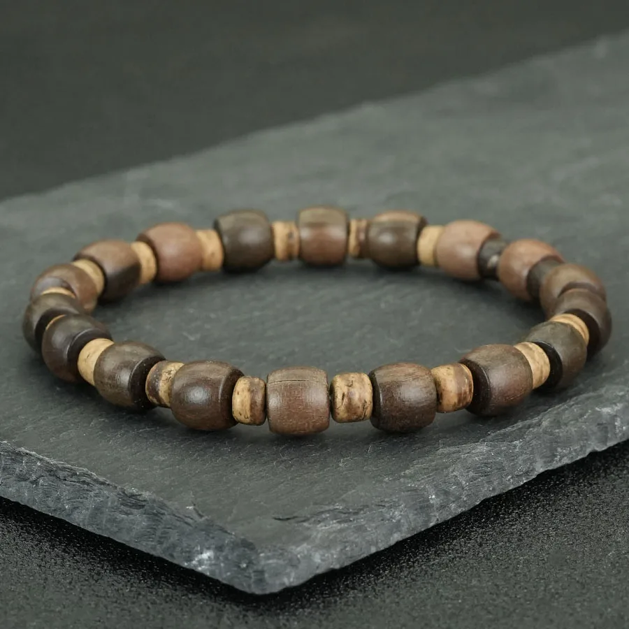 Organic Luxury Men Wood Bracelet Handmade Natural Coconut Beads Strand Braslet Positive Energy Meditation Healing Jewelry Joias