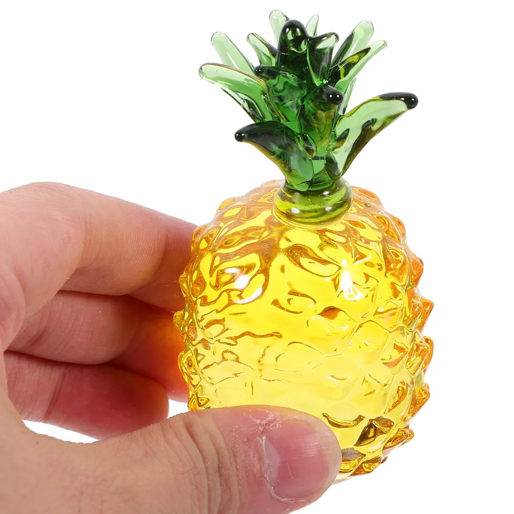 3pcs Pineapple Statue Crystal Figurine Yellow Decor Home Office Tabletop Centerpiece Fruit Sculpture Desktop Decoration