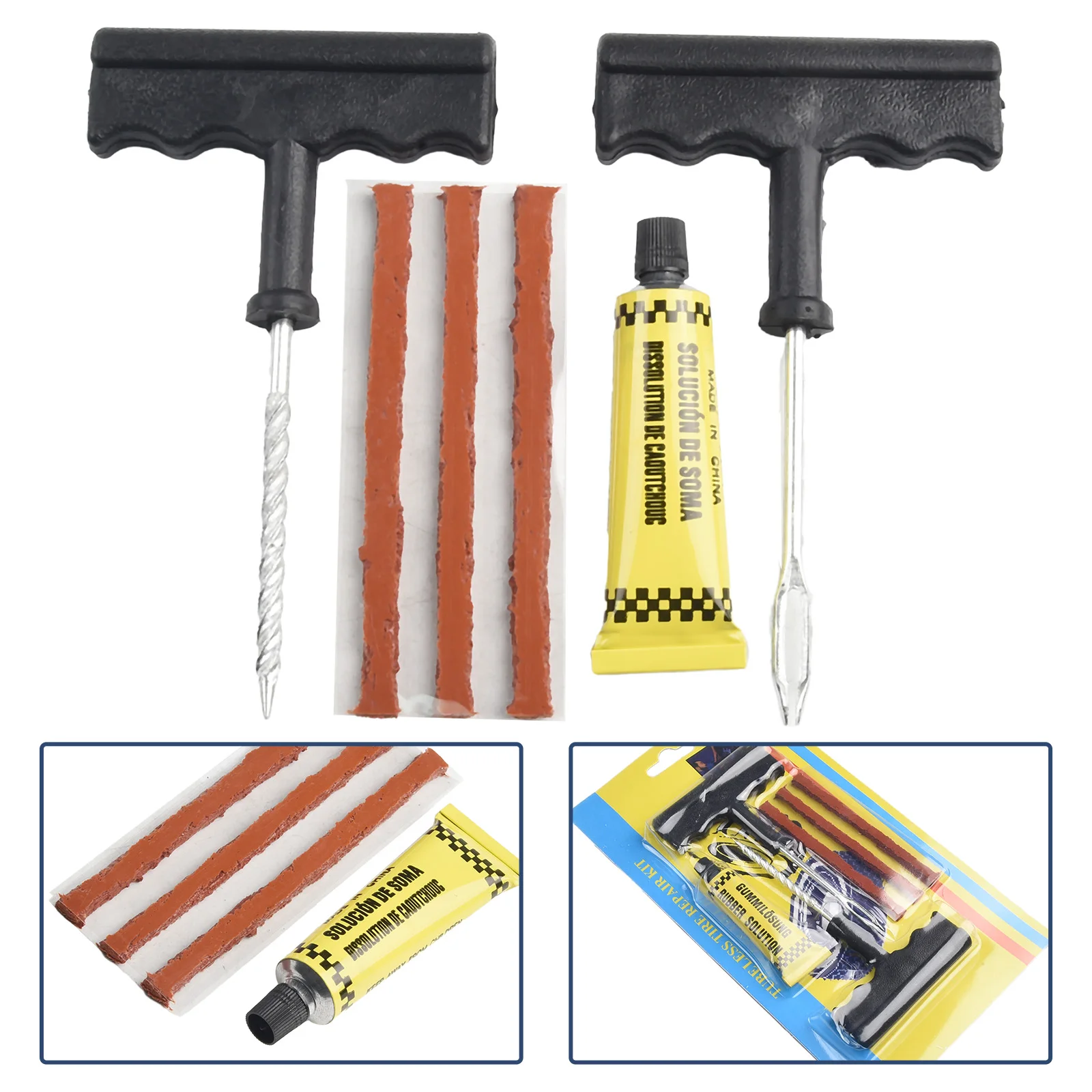 Stay Prepared for Flat Tires with this Convenient Tubeless Tire Puncture Repair Kit  Suitable for Cars  Vans  Motorbikes