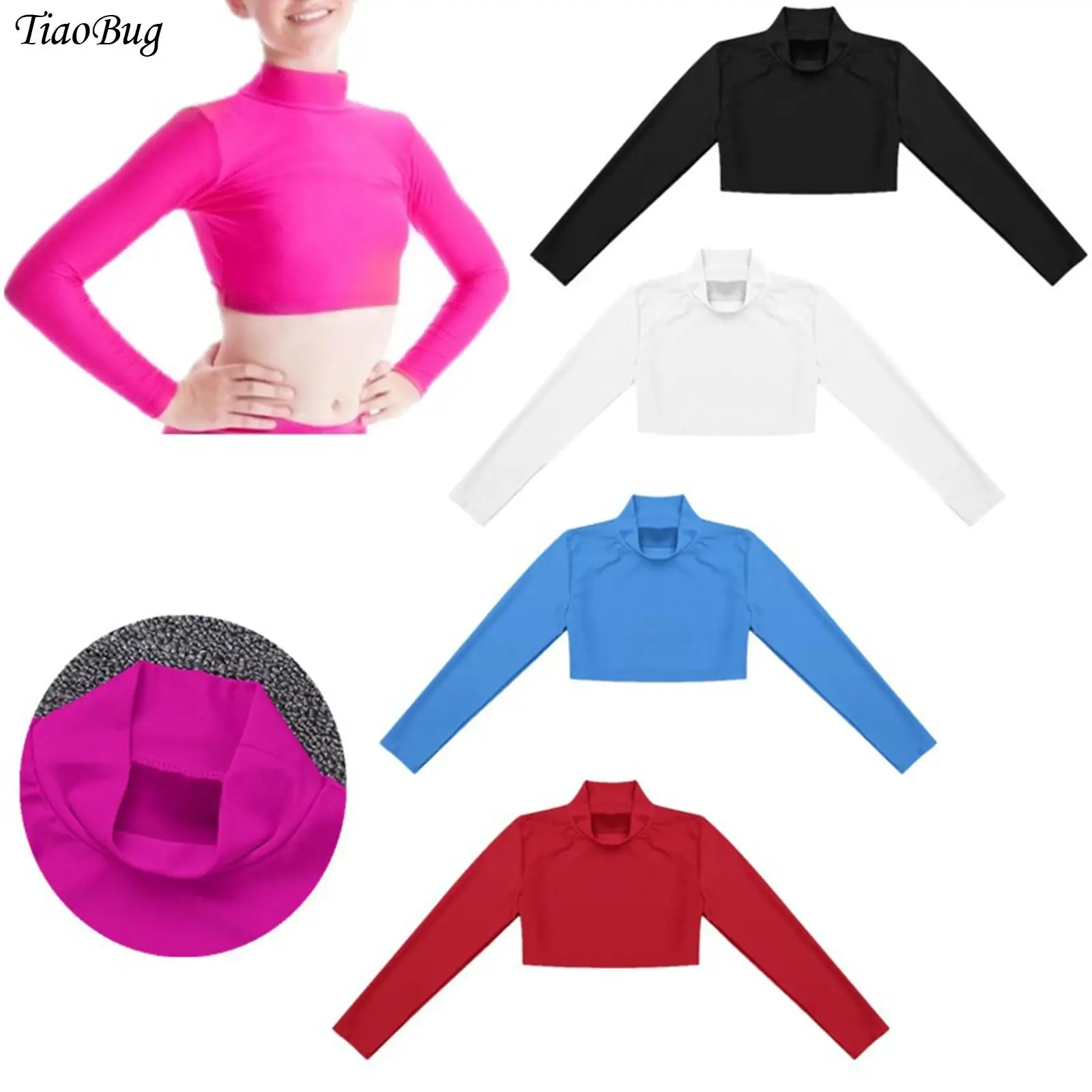 

Kids Girls Long Sleeve T-shirt Ballet Dance Crop Tops Gymnastics Workout Performance Clothes Hip-hop Jazz Dancewear Streetwear