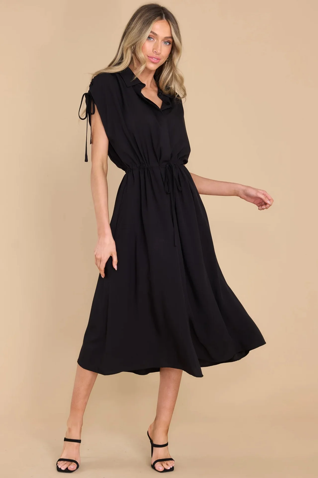 نمط جديد للموضة سنة غير رسمية ومريحة، فستان خصر بلون سادة 030 #6