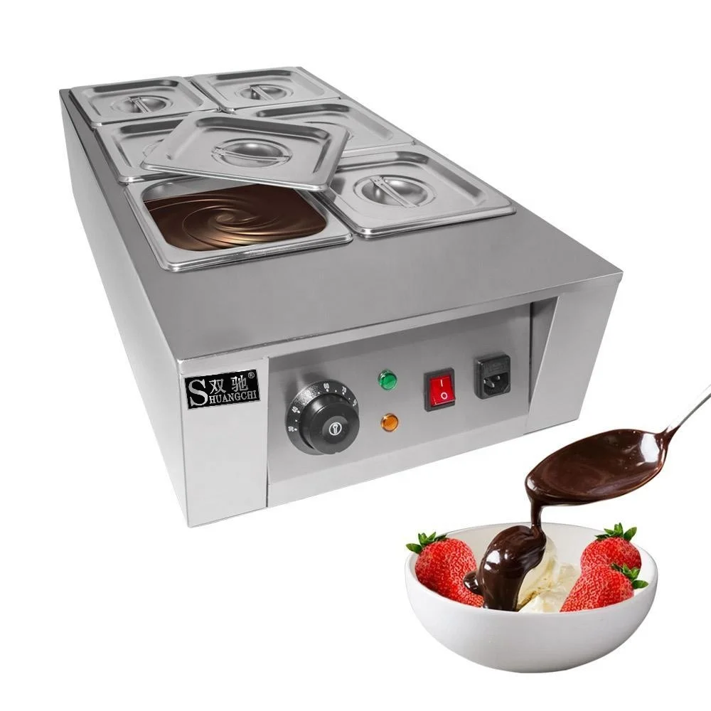 

6 Tank Chocolate Melting Machine Manual Control Chocolate Melter Electric Chocolate Cheese Butter Heater Snack Machine