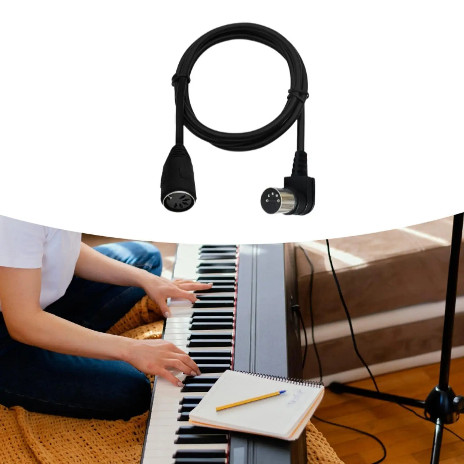 Metal MIDI Din Extension Cable Male to Female Audio Cable Adapter for Effects Unit Studio Monitor Drum Band Recording