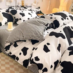 Black and White Cow Bedding Set Simple Home Textile Girl Kids adults Duvet Cover Sheet Pillowcase Bed Linens King 220x240cm