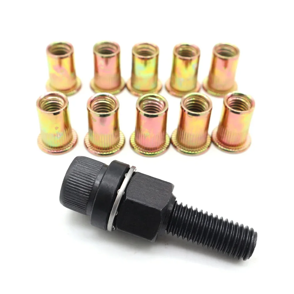 Rivet Nut Gun Drill Adapter Tool Riveting Manual Threaded Hand Riveter Inserts Metal License Plate Rivet Threads for Cars