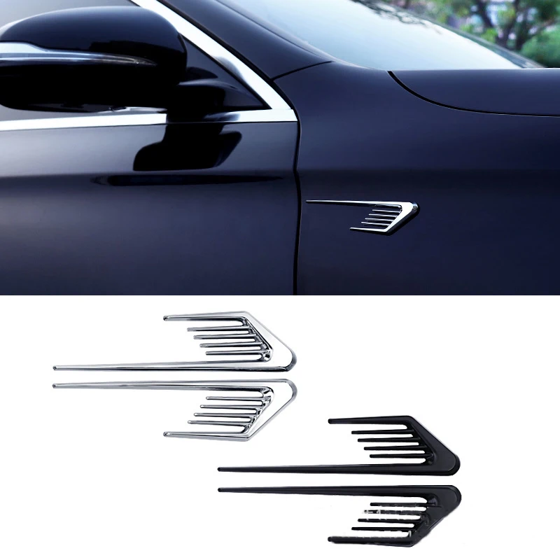 Car fender side tail mark car stickers metal simulation shark gills fake air vents bonnet car body decoration anti-skid stickers