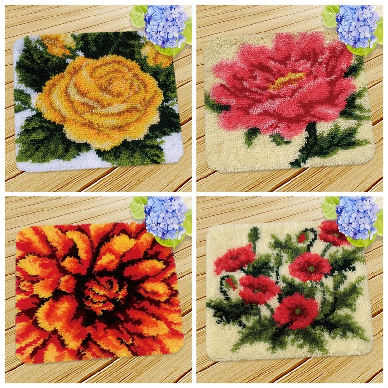 

Plant Flower Wool Embroidery Carpet DIY Segment Embroidery Materials Package Coarse Wool Pillow Cross Stitch knooppakket