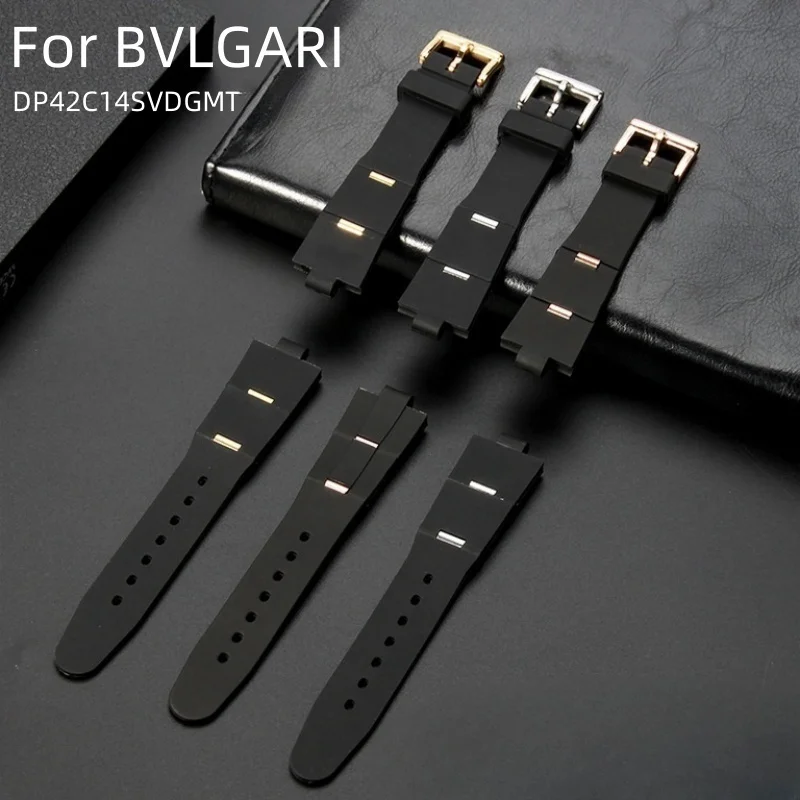 Correa de silicona para reloj BVLGARI DP42C14SVDGMT, pulsera impermeable para hombre y mujer, accesorios de reloj de repuesto, interfaz de 8mm