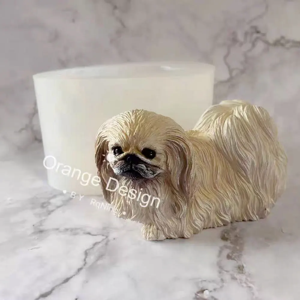 

Cute Pekingese Silicone Mold 3D Animal Mold Pet Dog Souvenir Plaster Ring Soap Scented Candle Clay Mold