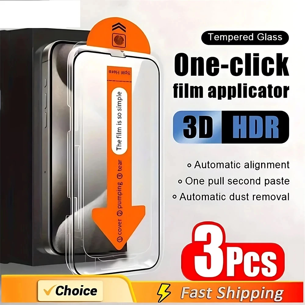 3 قطعة واقي للشاشة خالي من الغبار آيفون 17 16 13 برو ماكس 17 الهواء 11 15 14 12 Mini 16E XR X Xs 7 8 Plus فيلم الزجاج المقسى