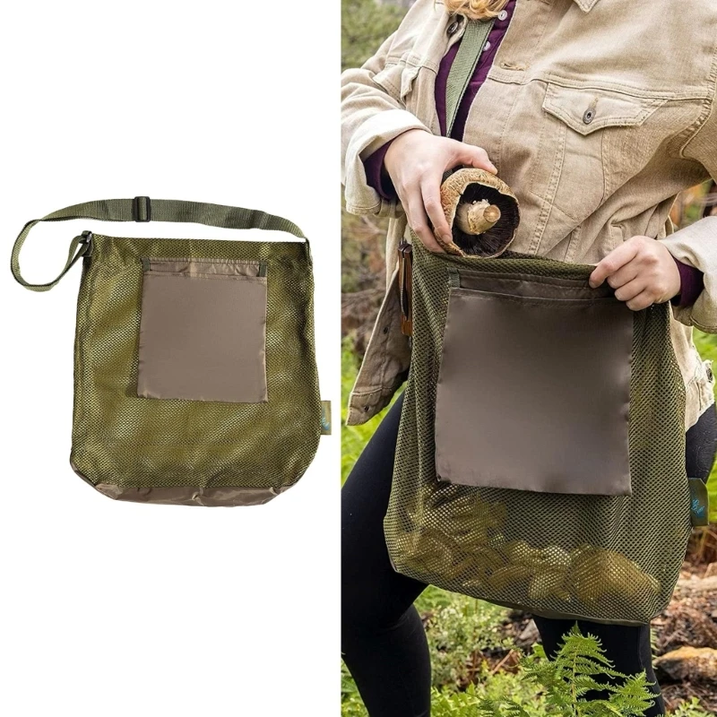 Multi Purpose Mesh Foraging Bag Mushroom Bag Mushroom Hunting Bag Collapsible Fruit Gathering Mushroom Basket for Outdoor