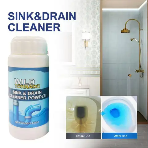 Wild Tornado 100g Pipe Dredge Powerful Sink Cleaner Quickly Dissolve Blockages for Kitchen Toilet Pipeline Cleaning Tool