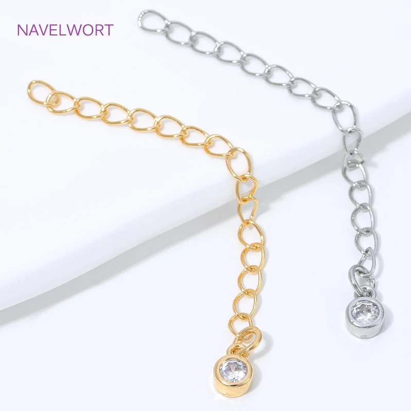 5/10Pcs/Lot 18K Gold Plated Extension Chain For Jewelry Making,Brass Tail Chain Connectors,DIY Bracelet Necklace Accessories - view 2