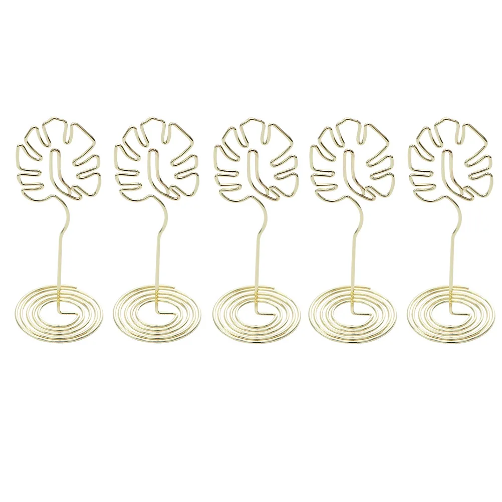 

Business Card Holder Monstera Photo Clip Wire Iron Modeling Display Plating Memo Desktop