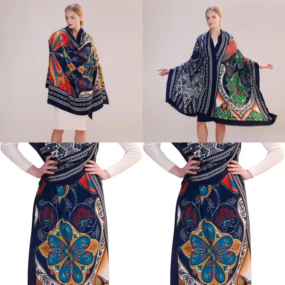 

Двусторонняя шаль из пашмины из 100% мериносовой шерсти — очень большой, мягкий для женских платьев и путешествий