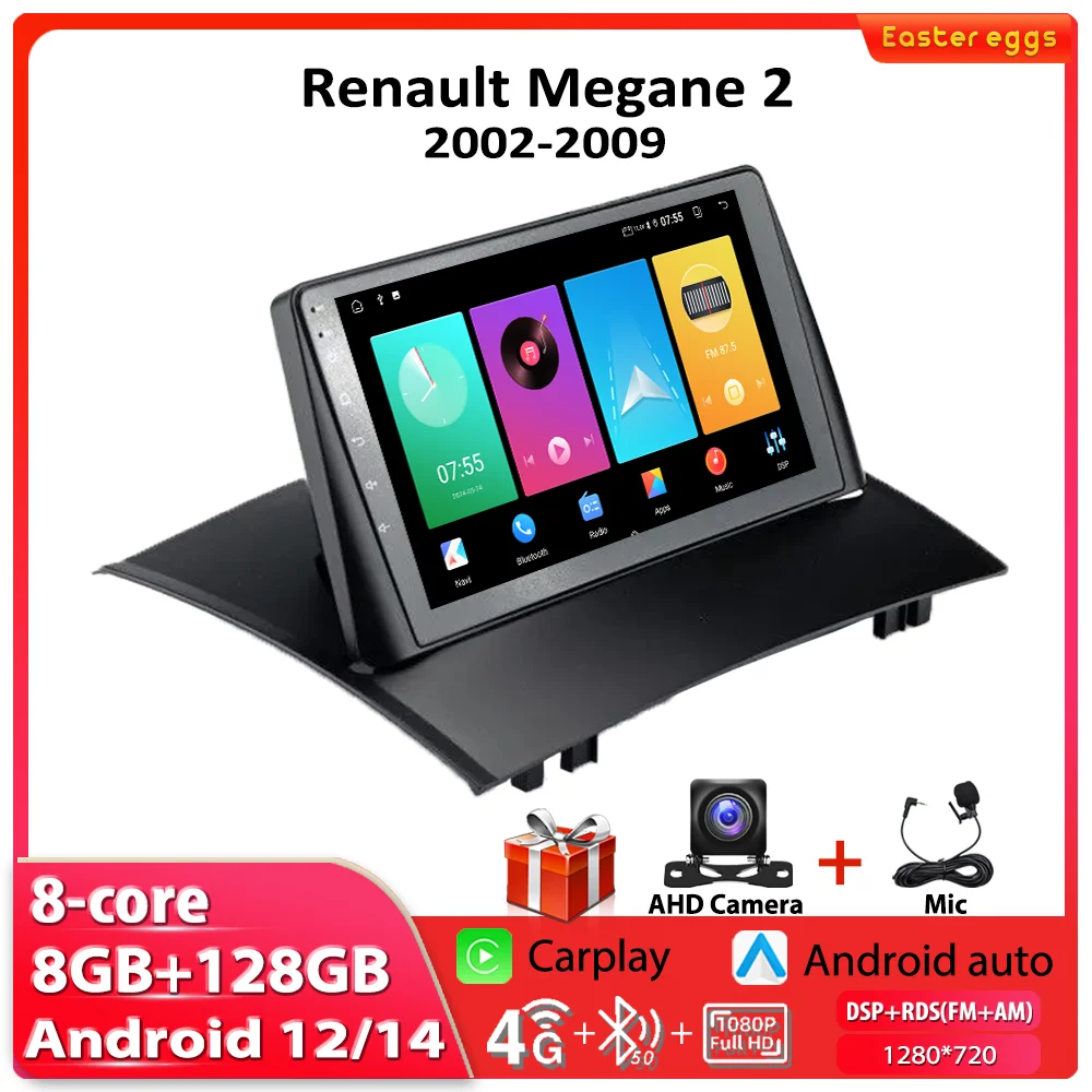 Android Auto Car Radio For Renault Megane 2 2002-2009 Multimedia Player Stereo DVD Autoradio Navigation GPS Wireless Carplay