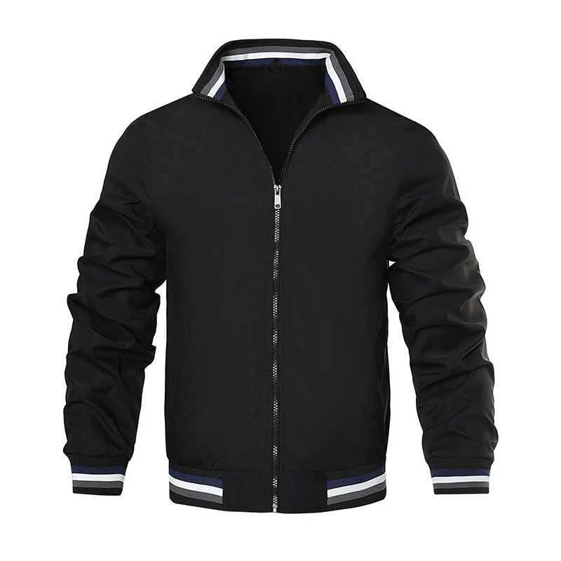 Autumn and Winter Men's Stand Collar Casual Zipper Jacket Outdoor Sports Coat Windbreaker Jackets Men Cardigan Waterproof Bomber