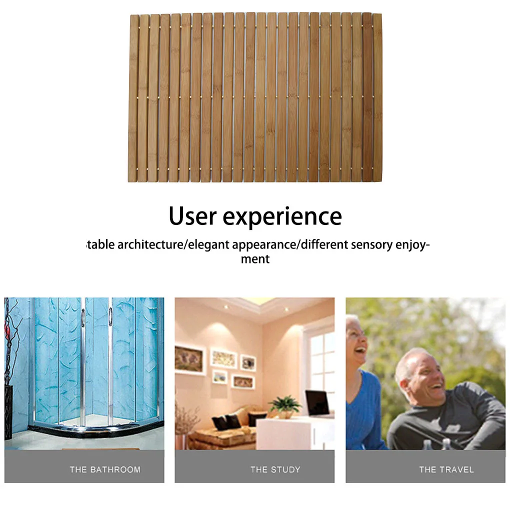 Bath Shower Pad Bamboo Outdoor Indoor Use Safety Non-Slide Mats Floor Kitchen Rugs Hotel Household Bathroom Bedroom Use