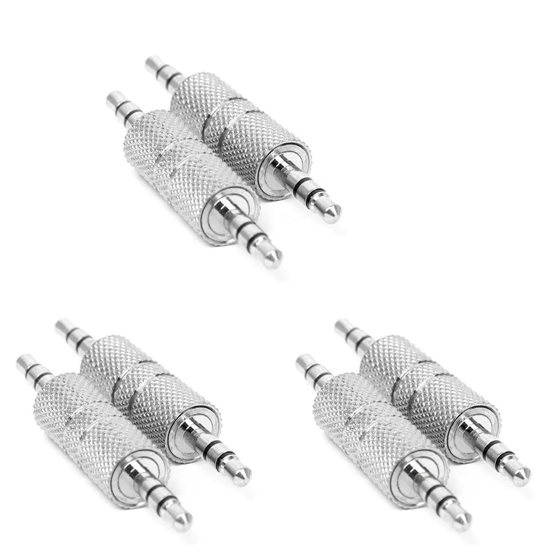 

【Superdeals】6Pcs 3.5Mm Stereo Male To 3.5Mm Male Headphone Audio Adapter Jack Coupler Connector