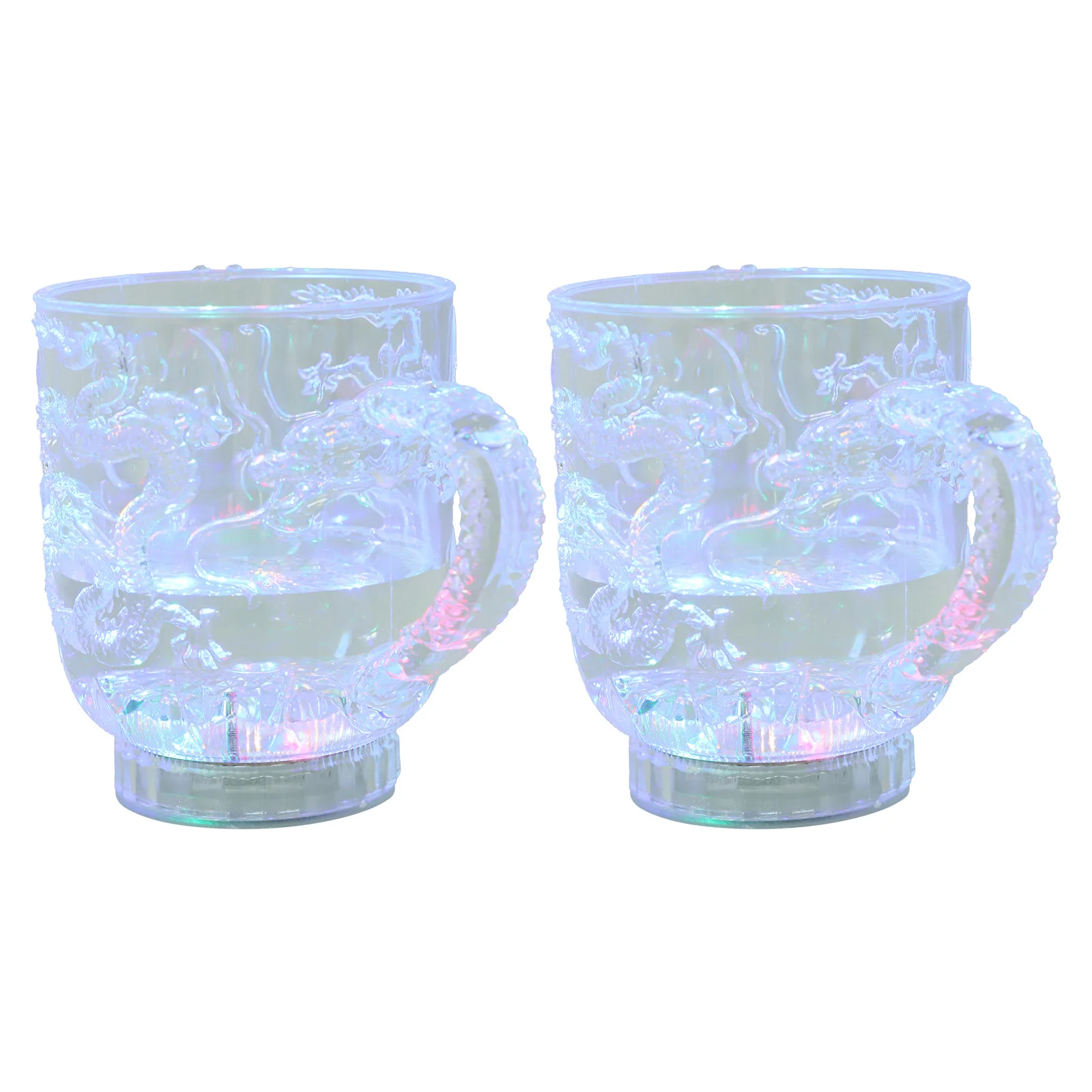 2 Pcs Coffee Tumbler LED Flashing Colorful Mug Tea Mugs Drinks Acrylic Changing Man